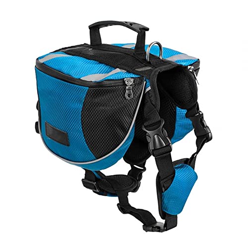 DONGKER Hunderucksack, Reflektierende Wasserdicht Bequeme Satteltasche, 600D Oxford Verstellbare Wanderrucksack für Kleine Mittlere Große Hunde
