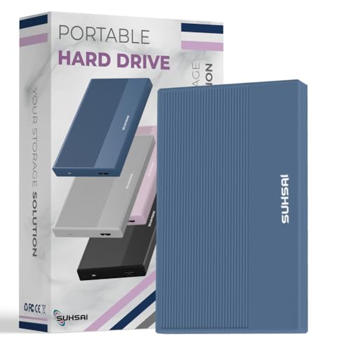 SUHSAI Externe Festplatte, 500 GB, externes Festplatten-Backup-Laufwerk, USB 3.0, Hochgeschwindigkeits-Datenübertragungsfestplatte, kompatibel mit Mac, Laptop, Desktop, Spielekonsole (Blau)