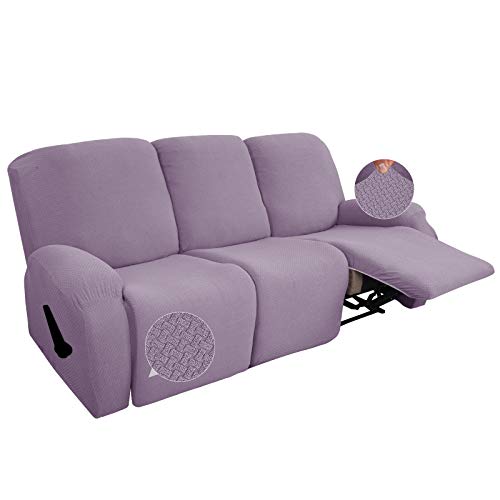 GYHH 8-teilige Strech Recliner Überzug Sessel Husse Relax Fernsehsessel Relaxstuhl Sesselbezug Für Liegestuhlschutz Mit Tasche (Light Purple)