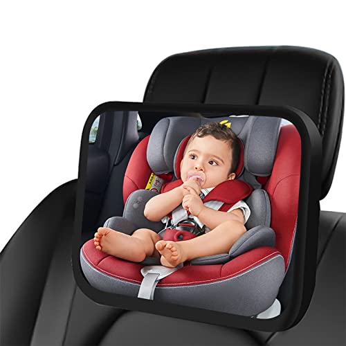 Torcarvh Rücksitzspiegel fürs Baby 360° Schwenkbar Auto-Rücksitzspiegel Baby Acrylmaterial Bruchsicher Anpassbarer Autospiegel für Baby Rücksitz(24.5x17.5CM/9.65x6.89 inch)