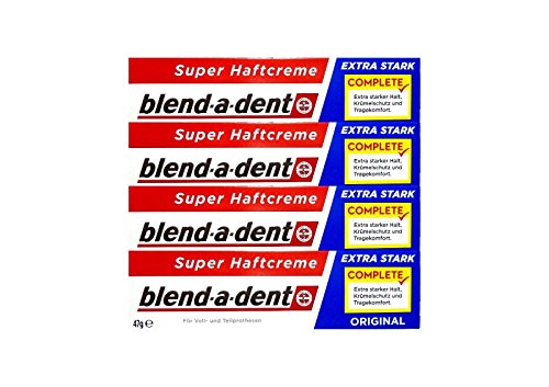 4 x 47g blend-a-dent Original Super Haftcreme - Extra Stark - Complete