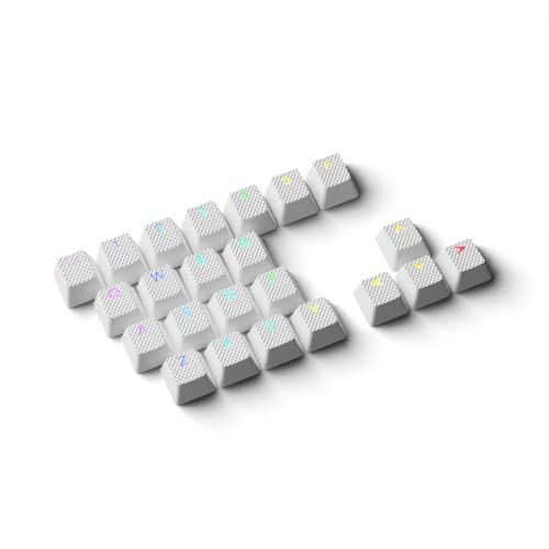 HK Gaming Rubber Keycaps Set | Anti-Rutsch Textur | Double Shot Keycap Set | 23 Tasten OEM Profil Tastenkappen | Für mechanische Tastatur | Kompatibel mit Cherry MX, Gateron, Kailh | Weiß