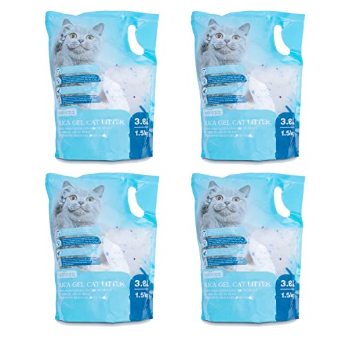 Nobleza Silikat Kristalle Katzenstreu 8 x 3.8L - Hochwertige, Staub- und klumpenfreie Katzenstreu mit überlegener Geruchskontrolle und effektiver Flüssigkeitsaufnahme