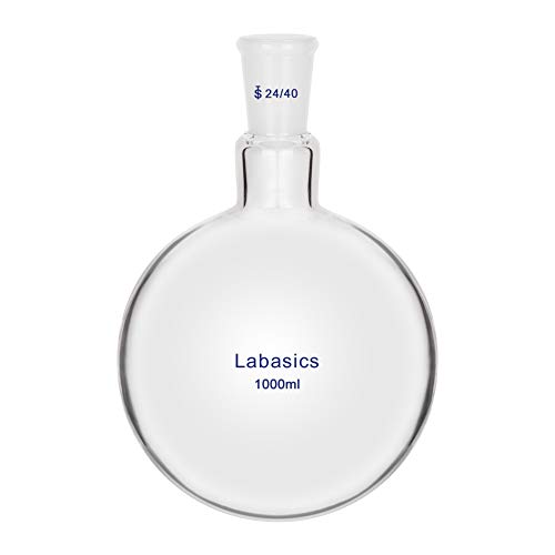 Labasics Glas 1000ml Einzelhals Ein hals Rundkolben RBF, Single Neck Round Bottom Flask mit 24/40 Standard Taper Outer Joint - 1000ml