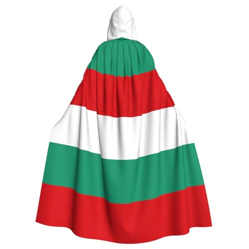 Bxzpzplj Halloween-Umhang mit Kapuze für Erwachsene, Bulgarische Flagge, Cosplay-Kostüm, volle Länge (185 cm)