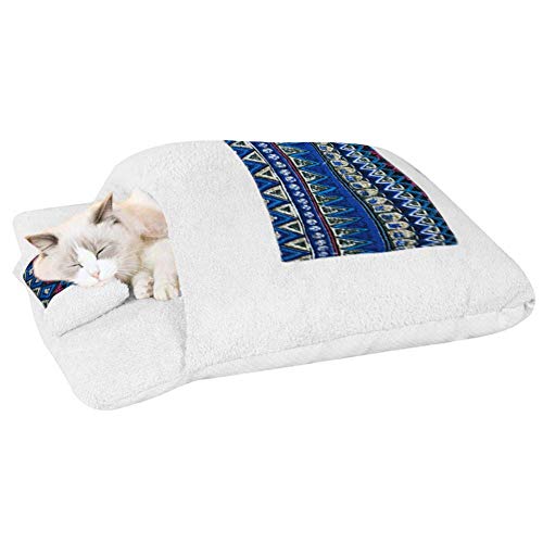 Yanman Katzenschlafsack Flauschig Katzenbett Winter Warm Lammwolle Verdicken Geschlossen Schlafsack, Abnehmbar Waschbar Katzenhöhle mit Schön Kissen für Katzen Hunde S-45x30cm