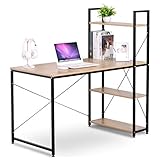 eSituro SCD0030 Schreibtisch Computertisch Bürotisch Arbeitstisch mit Ablage Holz Stahl Hell Eiche