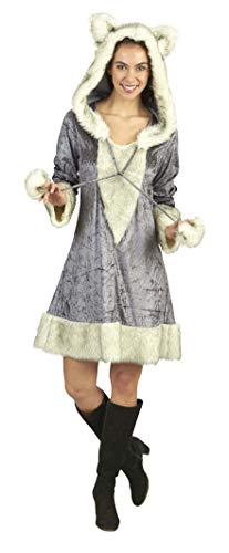 Silberfuchs Kostüm für Damen - Grau Creme - Gr. 44 46
