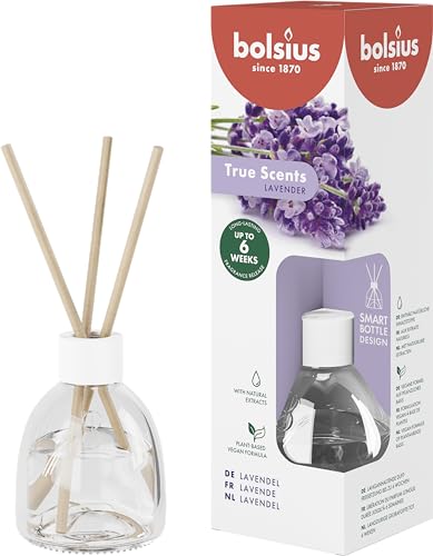 Bolsius True Scents - Duftstäbchen Raumduft Diffuser - Lavendel - 6 STK. - 60 ml - bis zu 6 Wochen - Haus Parfüm - mit Natürlichen Extrakten