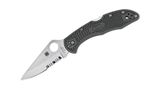 Spyderco Unisex – Erwachsene Taschenmesser Delica Foliage, Welle, grau, 17.5