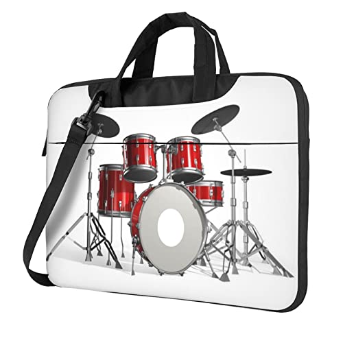 Cooles Schlagzeug-Set bedruckte Laptop-Umhängetasche, Laptop- und Tablet-Schultertragetasche, Schwarz , 13 inch