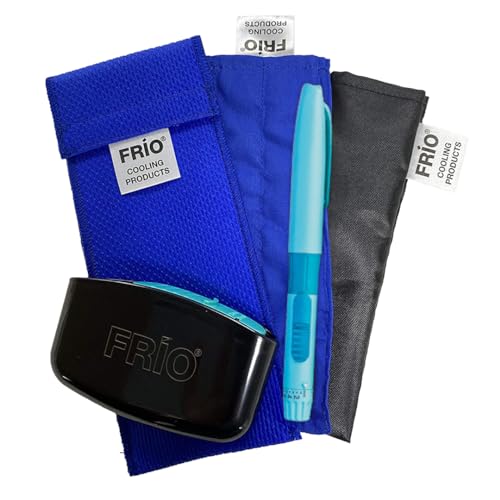 FRIO Kühltasche für 1 Pen, mit NYLON INNER Tasche, mit MySharps für gebrauchte Nadeln (BLAU)