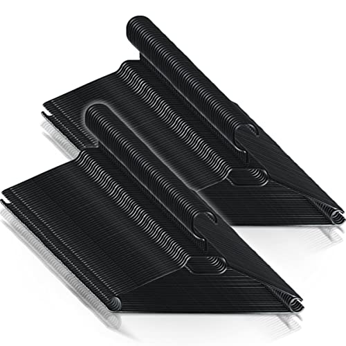 100 x Kleiderbügel schwarz mit drehbarem Haken Garderobenbügel mit Rutschfester Oberfläche Krawattenhalter Hosenstange Kunststoff (100)