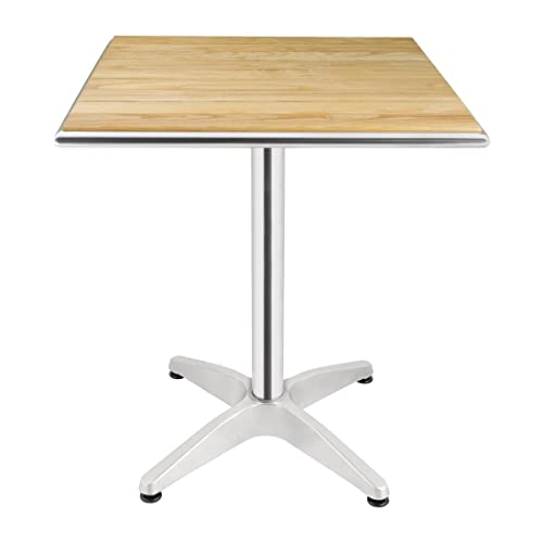 Bolero U430 quadratisch Ständer Bistro Tisch Esche und Aluminium-Top, 600 mm, silber