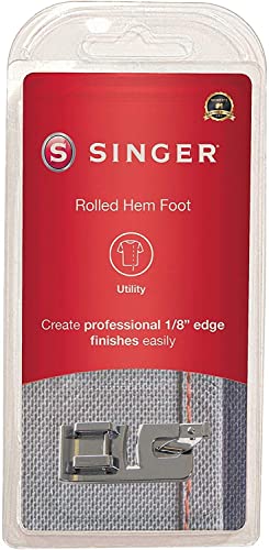 SINGER Rolled Foot for Low-Shank Machines, 1/8 Inch Hem, Light to Medium Weight Fabrics, Couch Over Narrow Cord-Sewing Made Easy Nähfuß, Silber