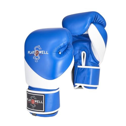 Playwell Premium Pro K1 Series Leder-Handschuhe für Muay Thai Boxen (Kickboxen), Sparring-Handschuhe, 340 g