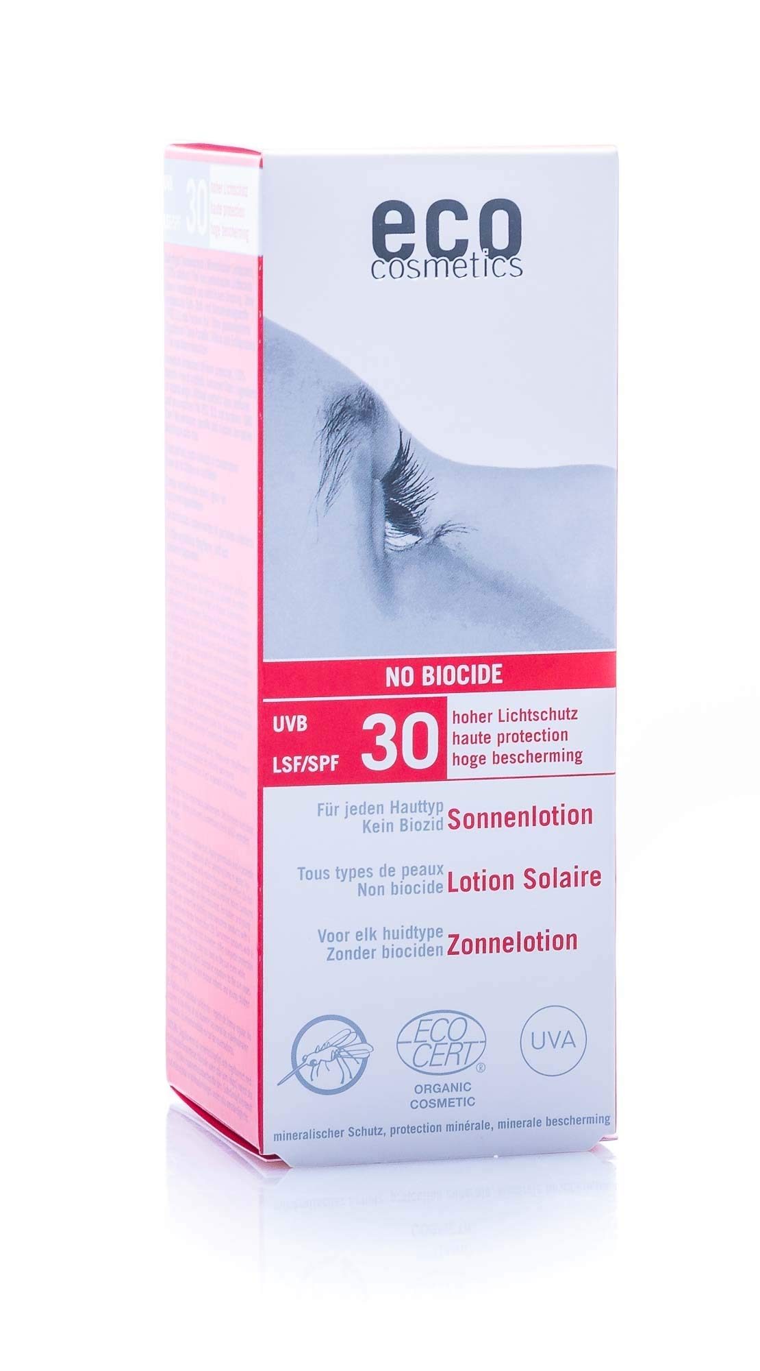 eco cosmetics Sonnenlotion LSF 30 'No Biocide' (bio, vegan, Naturkosmetik) Antimück