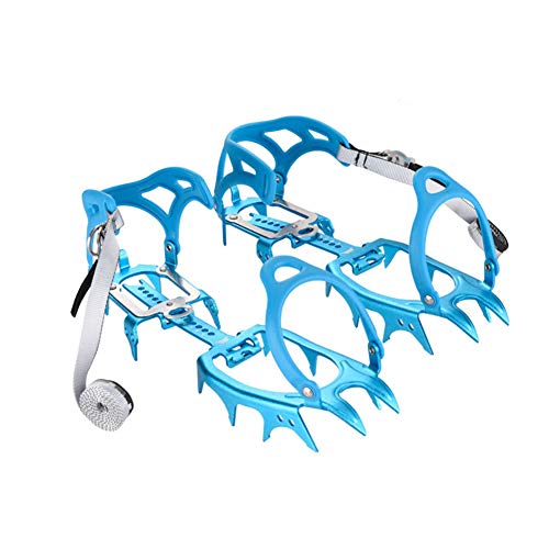 Tentock Outdoor Ultraleicht 14 Zähne Klauen Steigeisen für Wanderschuhe - Aluminiumlegierung Spikes für das Bergsteigen(blau)