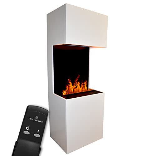 GLOW FIRE Wasserdampf Kamin Beethoven (Standkamin) - Elektrokamin mit realistischen LED 3D-Flammen, Knistereffekt & Fernbedienung, 60x170x50 cm - Opti-Myst 500 Elektro Kamin, Weiß