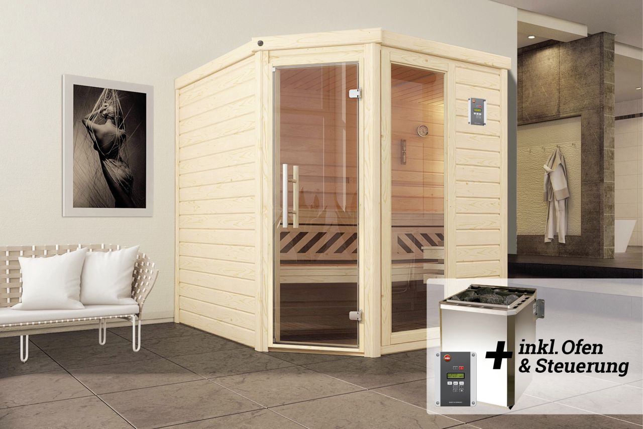 Weka Premium Massivholz-Sauna Turku Gr. 2 Sparset 7,5 kW BioS