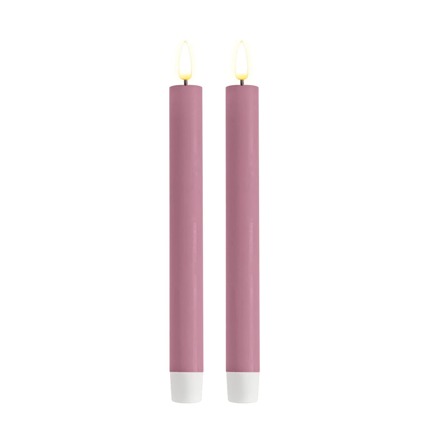 ReWu LED Kerze Deluxe Homeart, Indoor LED-Kerze mit realistischer Flamme auf einem Echtwachsspiegel, warmweißes Licht - Lavendel Stabkerze 24 cm