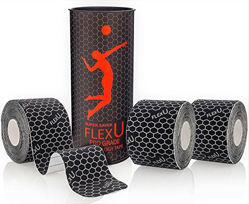 FLEXU Supreme, Kinesiologietape, wasserfestes Sporttape 3 Rollen á 60 Zuschnitte 5 x 25 cm, bietet Unterstützung & Stabilität für Muskeln und Gelenke, während & nach dem Training.