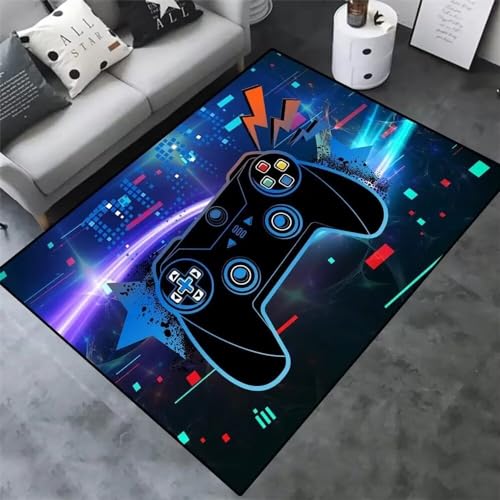 XINGXISHI Teppich Schlafzimmer Modern Gamer 3D Controller Wohnzimmer Graffiti Spielkonsole Dekoration Carpets Großen Polyester Krabbelmatte für Kinder