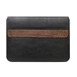 Woodcessories - MacBook Tasche kompatibel mit MacBook 11-13" m. echtem Walnuss Holz - EcoPouch (schwarz)