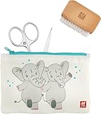 ZWILLING Baby und Kinder Nagelpflegeset, 3-teilig Schonende Nagelpflege Maniküre Geschenk Set Elefant, Weiß