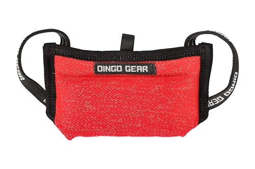 Dingo Gear Mini-Beißkissen, handgefertigt, Keil mit 3 Griffen, für Hundetraining, sehr weiches Nylcot, rot S00524