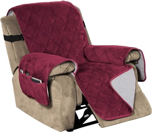 Couchbezüge Sofa Überzug Sofabezug Liegebezug aus Samt, gesteppt, mit rutschfester Unterseite und breiterem Gummiband, weich, bequem, atmungsaktiv, leicht zu reinigen WEWYQSJXBXF-417(Color:Wine Red,