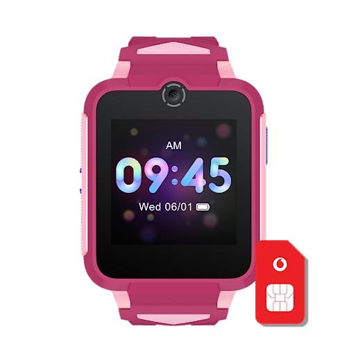 TCL Movetime Family Watch 2 MT42X mit Videoanrufs- & SOS-Funktion & Aktivitätstracker (1,54" Display, IP65, Wi-Fi, Bluetooth 4.2, 4G) Pink, inkl. Displayschutzglas & SIM-Karte im Vodafone Netz