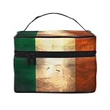 Irische Flagge, stilvoll und praktisch, eine unverzichtbare Reise-Kosmetiktasche mit extra großen Fächern und Reißverschluss, wasserdicht, Schwarz , Einheitsgröße