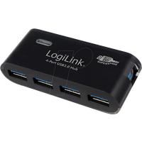 LOGILINK UA0170 - USB 3.0 Hub, 4-Port, Schwarz, inkl. Netzteil