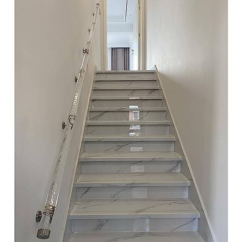 Klarer Acryl-Handlauf für Treppen, robuster, rutschfester, transparenter Innen-Treppenhandlauf, komplettes Kit, Wandmontage-Treppengeländer, individuelle Größe (Farbe: Silberne Halterung, Gr