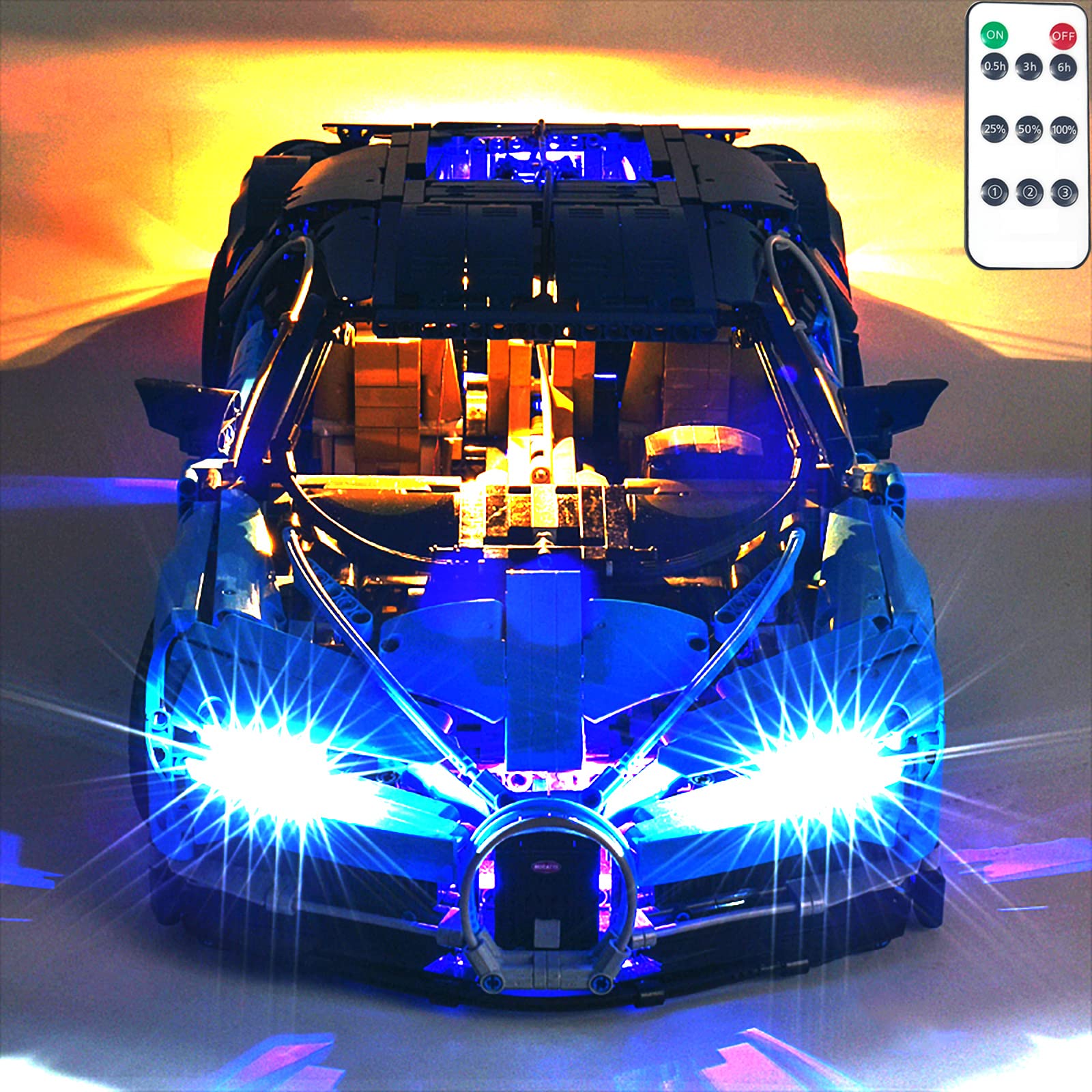 LED Beleuchtungsset für Lego Bugatti Chiron 42083 Modell, mit Fernbedienung, Licht Set Kompatibel Mit Lego 42083 Bugatti Chiron Bausteinen Modell(Nicht Enthalten Modell)