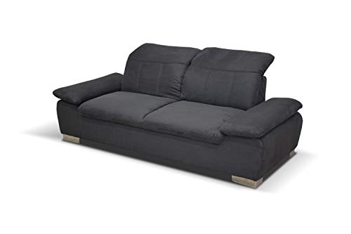 Domo Collection Milan Sofa / 2,5er Sofa mit Rückenfunktion / Couch mit Armlehnfunktion und Federkern / Maße: 215/110/77 cm (B/T/H) / Farbe: dunkelgrau (grau)