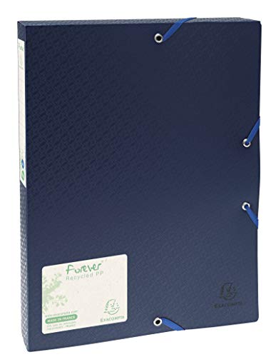 Exacompta 553572E Packung (mit 8 Archivboxen Forever aus Recycling PP 700µ, Rücken 40 mm, mit Etikett, für Din A4) 8er Pack blau