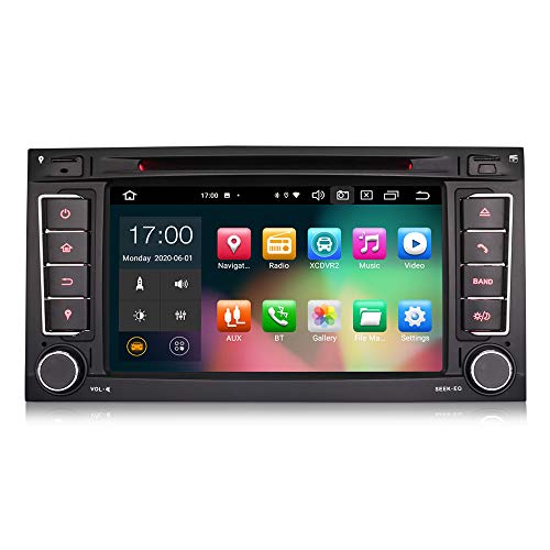 Erisin 7 Zoll Android 10.0 Autoradio Für VW Touareg T5 Multivan Halterung GPS Navi Carplay Android Auto Dsp Bluetooth Wifi DAB+ TPMS 8-Core 4 GB RAM+64 GB ROM