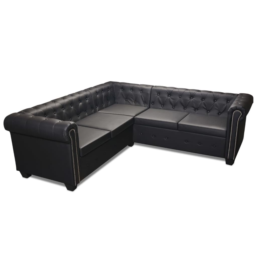 vidaXL Chesterfield Sofa 5-Sitzer Couch Wohnmöbel Büromöbel Kunstleder Schwarz