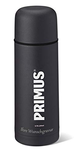 Primus Thermoflasche - schwarz (schwarz, mit Namensgravur, 0,75L)