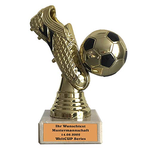 Larius Group Fußball Goldener Schuh Trophäe Fußballpokal Ehrenpreis mit Wunschtext