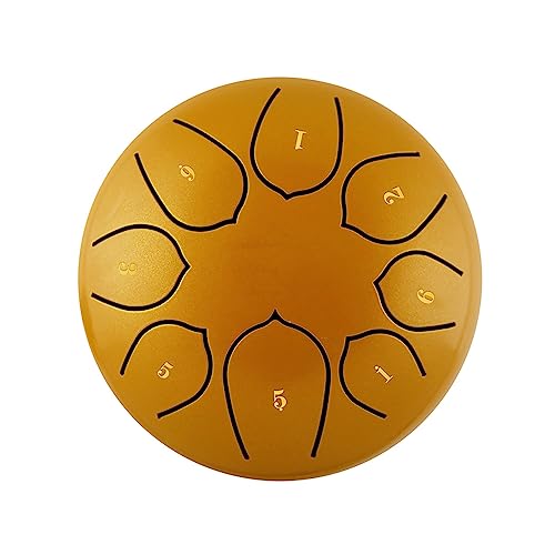 DuzLink Stahlzungentrommel Steel Tongue Drum, 6 Zoll 8 Tone Steel Pan Töne Schlaginstrument Zungentrommel mit Trommelschlägern, Hand Pan Drum für Meditation Yoga Klangheilung