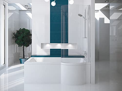 BADLAND Rechteck Badewanne Inspiro RECHTS LINKS 170x70 mit Duschwand, Acrylschürze, Füßen und Ablaufgarnitur GRATIS (170x70 RECHTS)