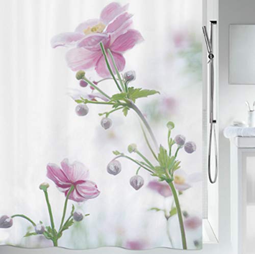 Spirella Anti-Schimmel Duschvorhang Anemone Anti-Bakteriell, waschbar, wasserdicht Polyester 180x200cm Blumen