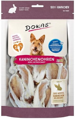 Dokas Kaninchenohren mit Fell getrocknet | 7X 100g Hundesnack