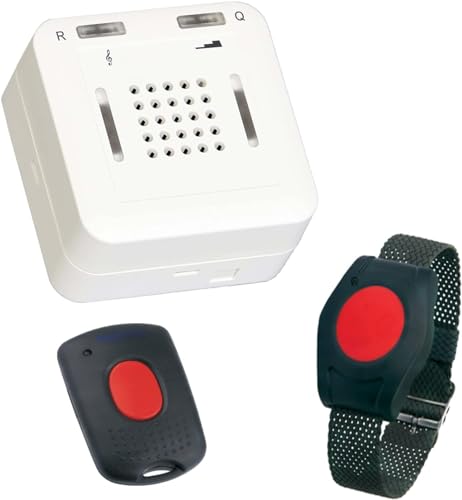 ELDAT RS16: Mobiler Hausnotruf mit wasserdichten Sendern für die häusliche Pflege; Notrufknopf für Senioren; Pflegeruf Set mit Quittierungsfunktion