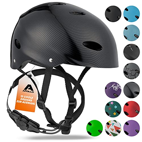 Apollo Skate-Helm/Fahrradhelm - Verstellbarer Skateboard, Scooter, BMX-Helm, mit Drehrad-Anpassung geeignet für Kinder, Erwachsene, in verschiedenen Größen und Farben