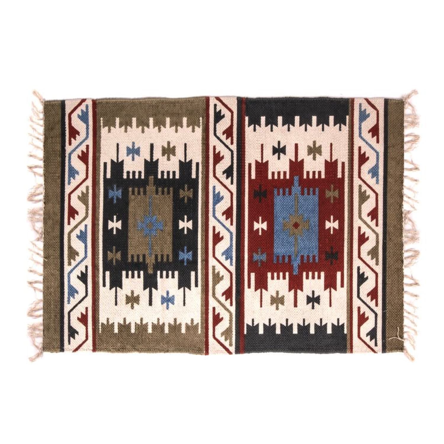 CIAL LAMA Rechteckiger Teppich aus Baumwolle Kilim 120 x 180 cm