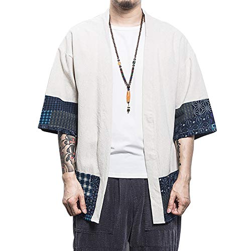 Shaoyao Herren Kimono Cardigan Japan Happi Lose Mantel Übergangsjacke Baggy Robe Top Outwear Bluse